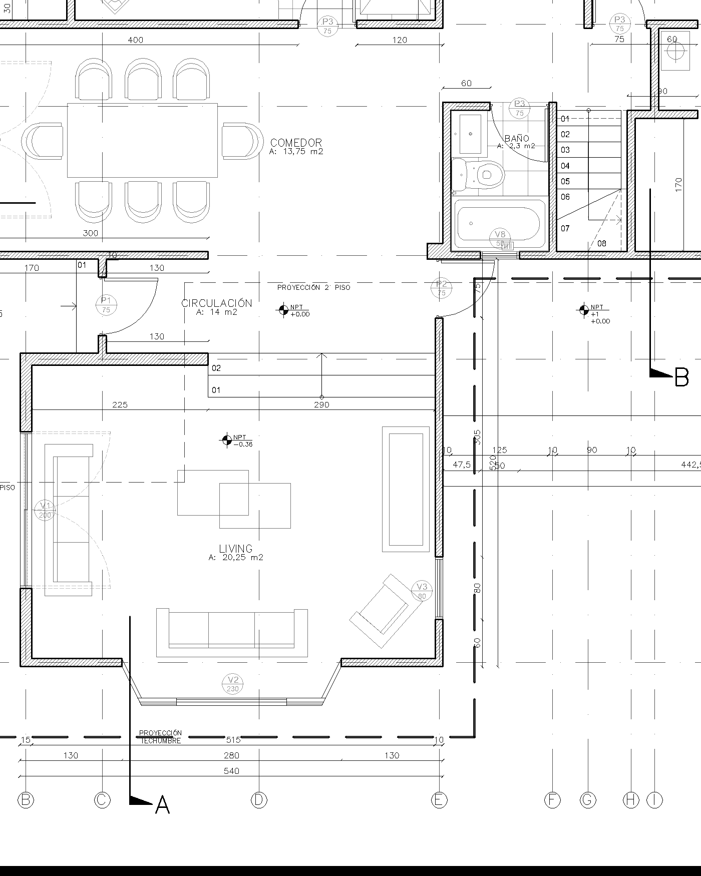 Detalle de planta arquitectónica de un proyecto real diseñado por vz.studio